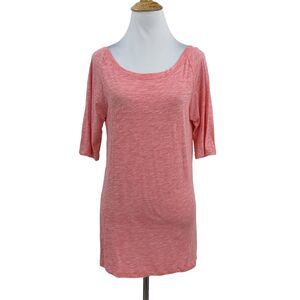 Gap Ballet Pink Tunic Top Womens L Large Mid Sleeves Low Cut Back Cotton Stretch